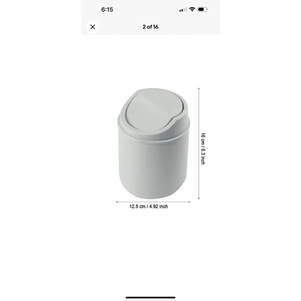 Mini Desktop Trash Can with Lid – Off White Plastic Bin for Office, Vanity, Car